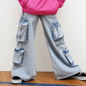 Gap Kids Girls Mid Rise Double Cargo Baggy Slim Jeans